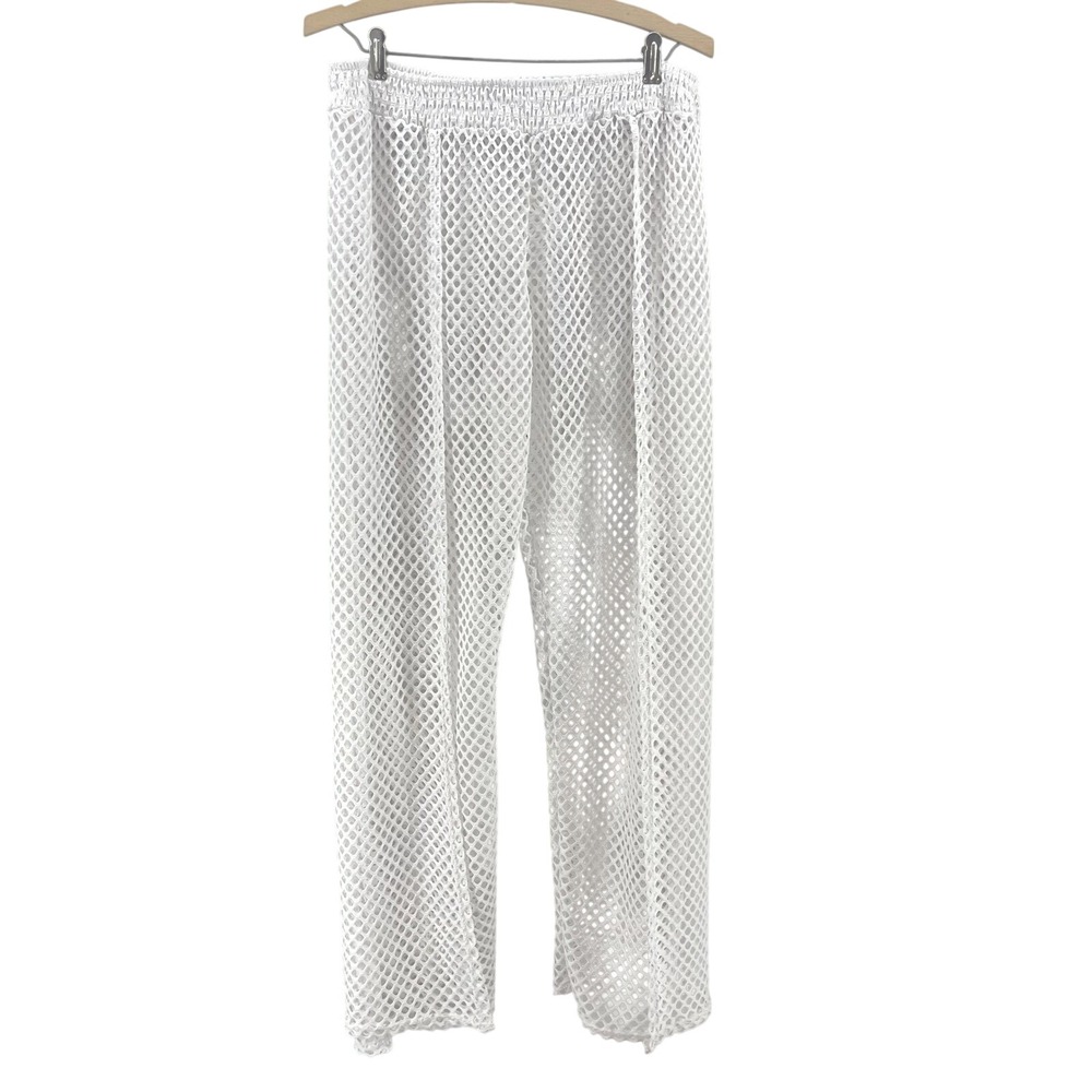 Ingear Resortwear Mesh Pants‎ Womens L White Festival Swim Cover Slit Vacation